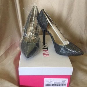 Silver/ Black Heels